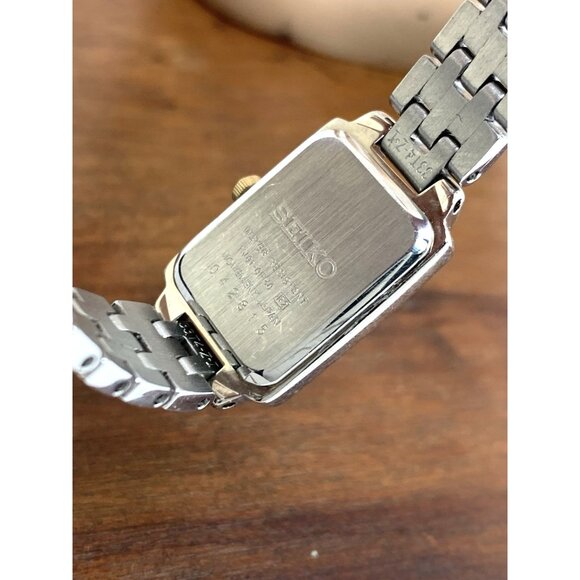Seiko Women's Watch SXGL59 Quartz Petite Tank Rectangle White Dial 2-Tone Steel - Picture 7 of 14
